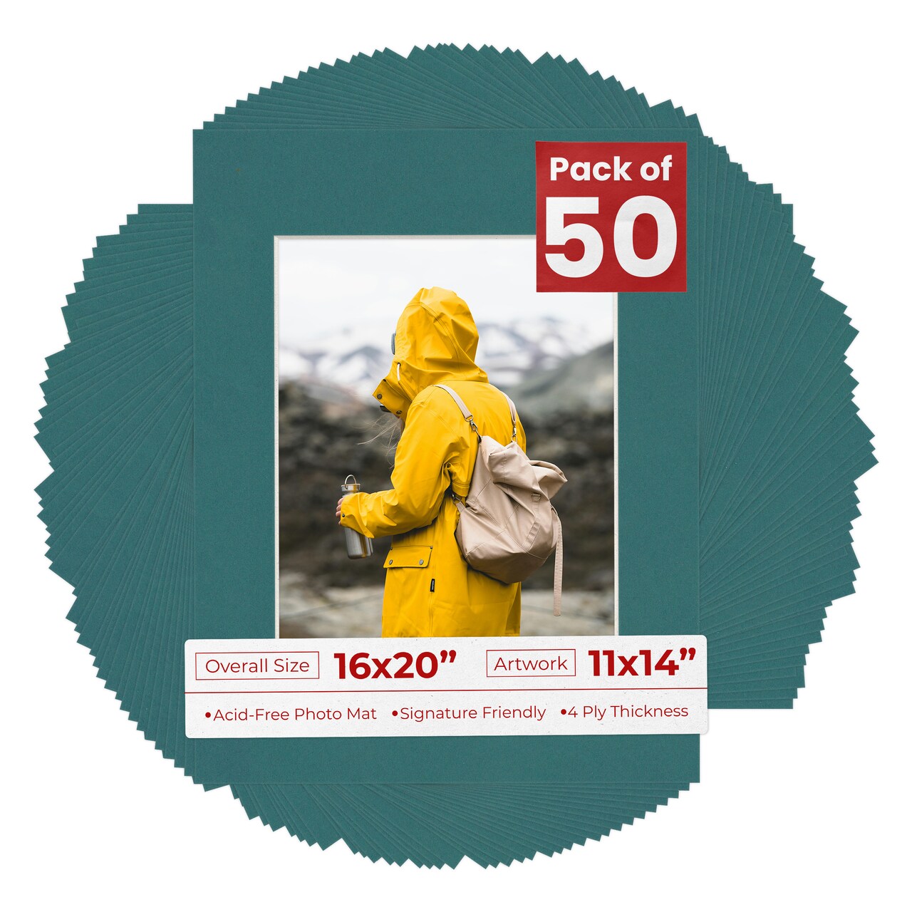 Everglade Green Mat Board for 16x20 Frames - Fits 11x14 Photos